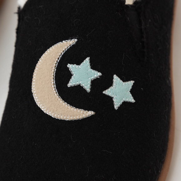 Spenco comfy slippers felted novelty Evie style black moon & stars orthotic 8.5W - Picture 7 of 11